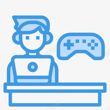 游戏玩家14号电子竞技蓝色图标图标