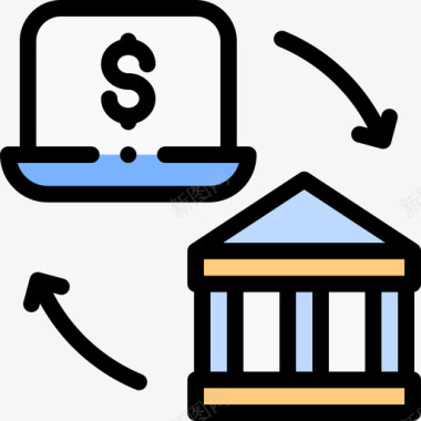 笔记本电脑银行131线性颜色图标图标