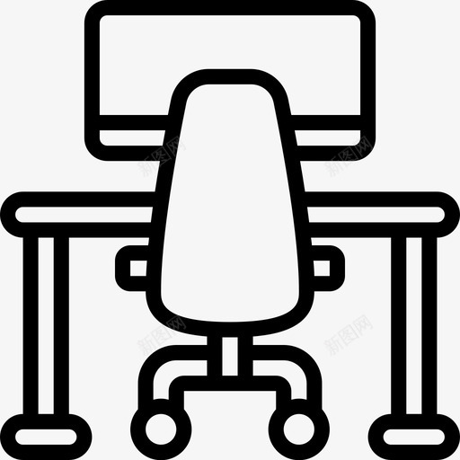 办公桌办公家具3直线型图标svg_新图网 https://ixintu.com 办公 办公桌 家具 直线 线型