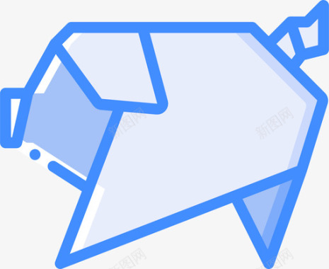 猪折纸蓝色图标图标