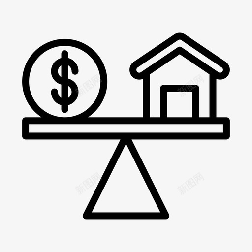 房地产贷款5直线图标svg_新图网 https://ixintu.com 房地产 直线 贷款