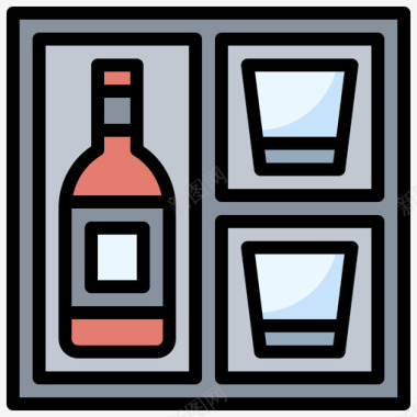 葡萄酒盒葡萄酒17线性颜色图标图标