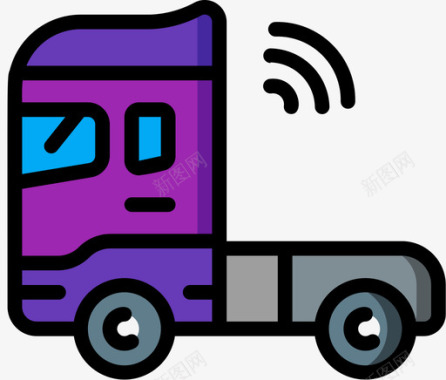 卡车未来运输1线性颜色图标图标