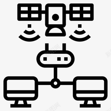 卫星网络技术23线性图标图标