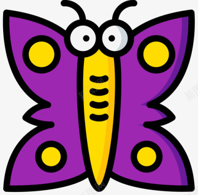 蝴蝶虫虫1线状颜色图标图标