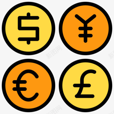货币贸易9线颜色图标图标