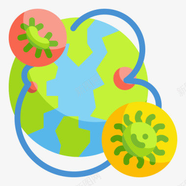 世界病毒传播23平坦图标图标