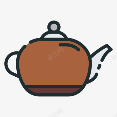 茶壶器具14线性颜色图标图标