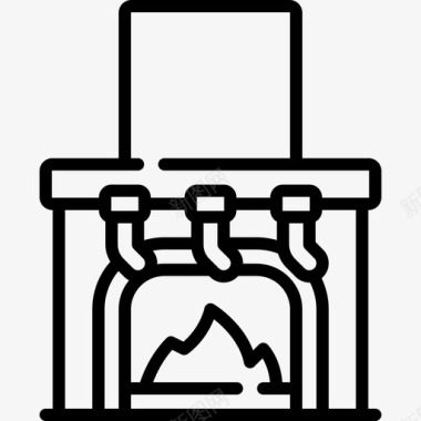 壁炉圣诞装饰4线性图标图标