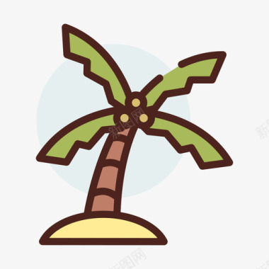棕榈树夏季118线形颜色图标图标