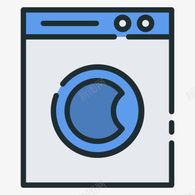 洗衣机电器14线性颜色图标图标