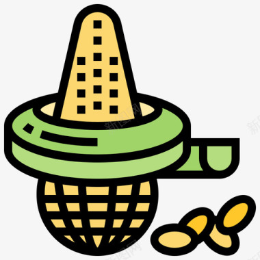 玉米厨房工具38线性颜色图标图标