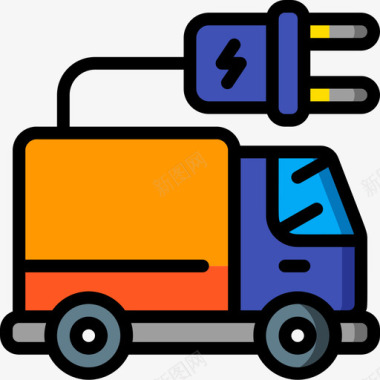 卡车未来运输1线性颜色图标图标