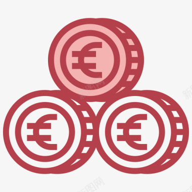 硬币德国22红色图标图标