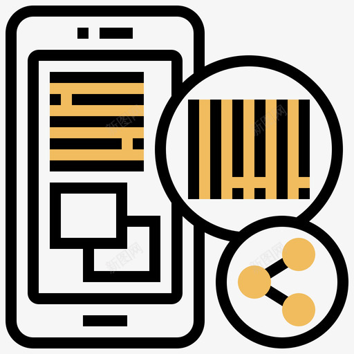条形码条形码和二维码8黄色阴影图标svg_新图网 https://ixintu.com 二维 条形码 阴影 黄色