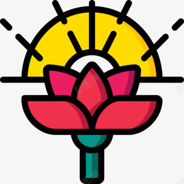 莲花印度46线形颜色图标图标