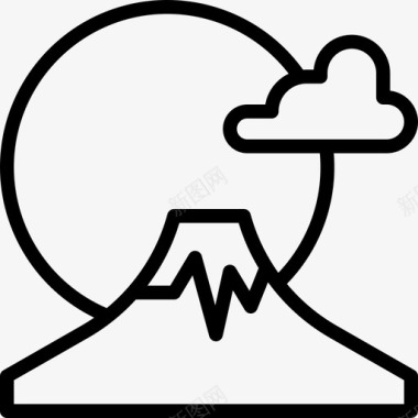 富士山日本66直线图标图标