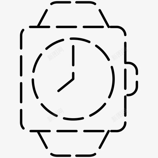 时钟智能手表智能手表虚线图标svg_新图网 https://ixintu.com 图标 手表 时钟 智能 虚线