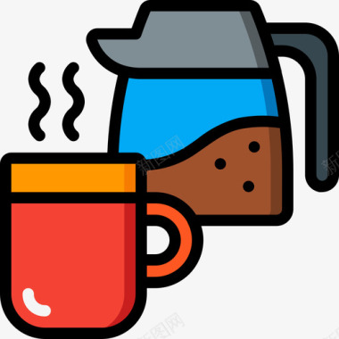 咖啡早晨常规30线性颜色图标图标