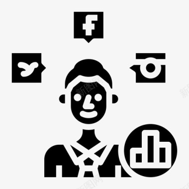 社交媒体营销在线商务8扎实图标图标