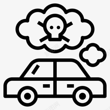 汽车污染一氧化碳烟雾图标图标
