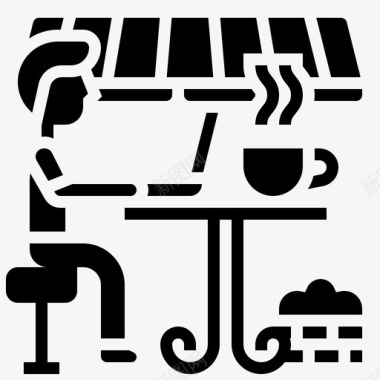 咖啡店数字游牧10雕文图标图标