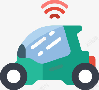自动驾驶汽车未来交通4扁平图标图标