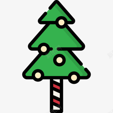 圣诞树圣诞食品4线形颜色图标图标