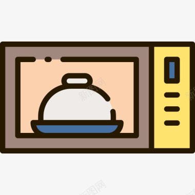 微波炉134餐厅线性颜色图标图标