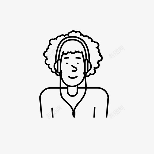 带耳机的非洲男人头发听图标svg_新图网 https://ixintu.com 各种各样 头发 男人 耳机 非洲