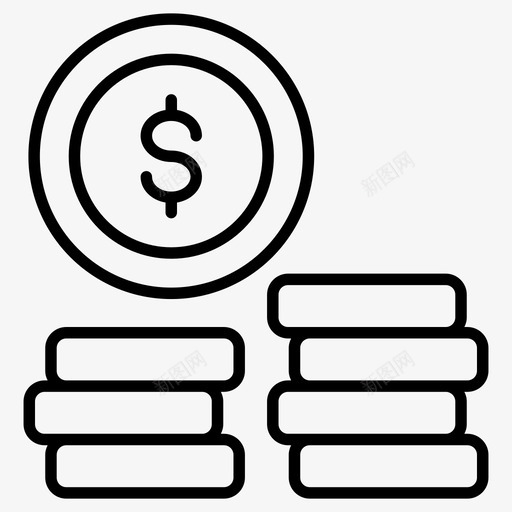 硬币堆资本货币图标svg_新图网 https://ixintu.com 图标 当铺 硬币 线图 货币 资本 钱堆