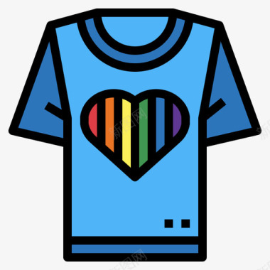 T恤lgbt4线性颜色图标图标