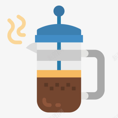 法式印刷机咖啡机3扁平图标图标