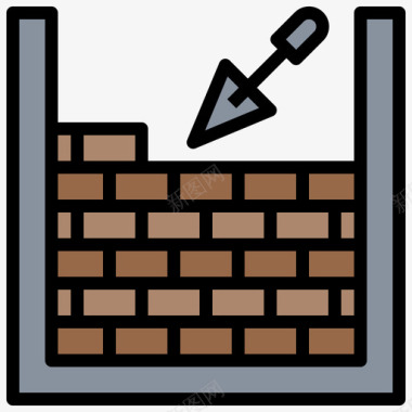 砌砖劳动节11线性颜色图标图标