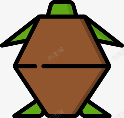 乌龟折纸2线颜色图标图标