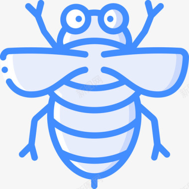 蜜蜂虫子和昆虫蓝色图标图标