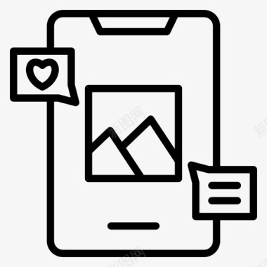 社交媒体android8线性图标图标