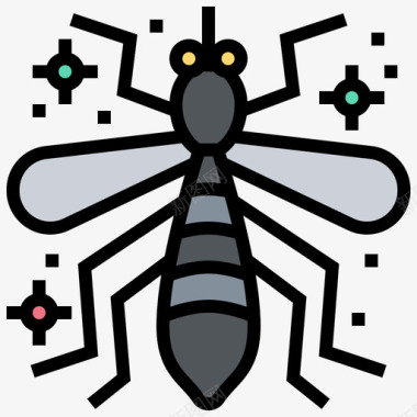 蚊子病毒传播35线状颜色图标图标