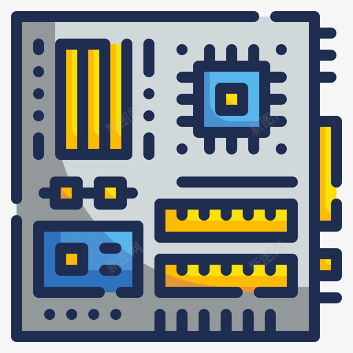 主板计算机硬件26线颜色图标svg_新图网 https://ixintu.com 主板 硬件 计算机 颜色