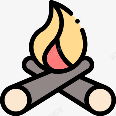 篝火烧烤55线性颜色图标图标