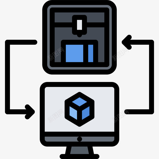 计算机3d打印机2彩色图标svg_新图网 https://ixintu.com 3d 彩色 打印机 计算机