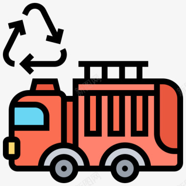垃圾车公共服务31线性颜色图标图标