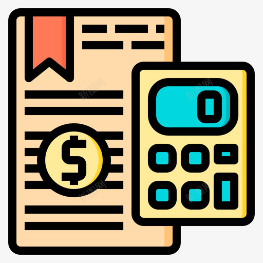 硬币计算器工具2线颜色图标svg_新图网 https://ixintu.com 工具 硬币 计算器 颜色