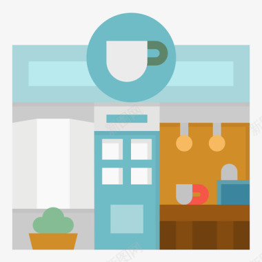 咖啡厅咖啡机3扁平图标图标