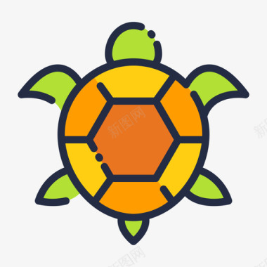海龟热带52线形颜色图标图标