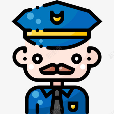 警察男性专业人士直系肤色图标图标