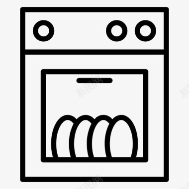 洗碗机器具11线性图标图标