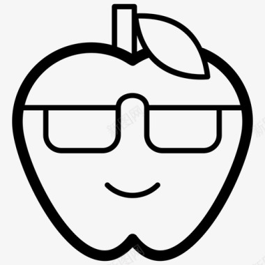 太阳镜苹果表情符号情感图标图标