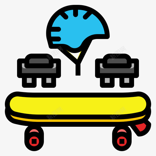 滑板儿童玩具1线性颜色图标svg_新图网 https://ixintu.com 儿童玩具 滑板 线性 颜色