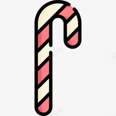 甘蔗糖圣诞装饰2线性颜色图标图标